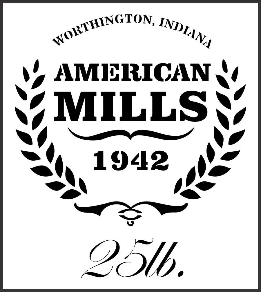 Reusable Stencil - American Mills Logo 1942