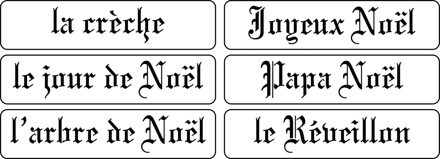 Reusable Stencil - French Christmas Word Pack - 6 stencils