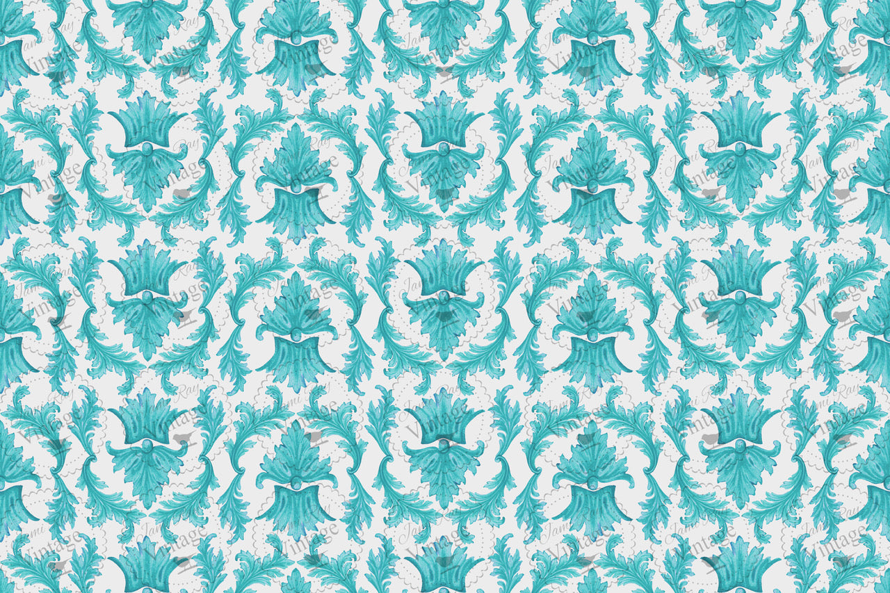 Teal Damask