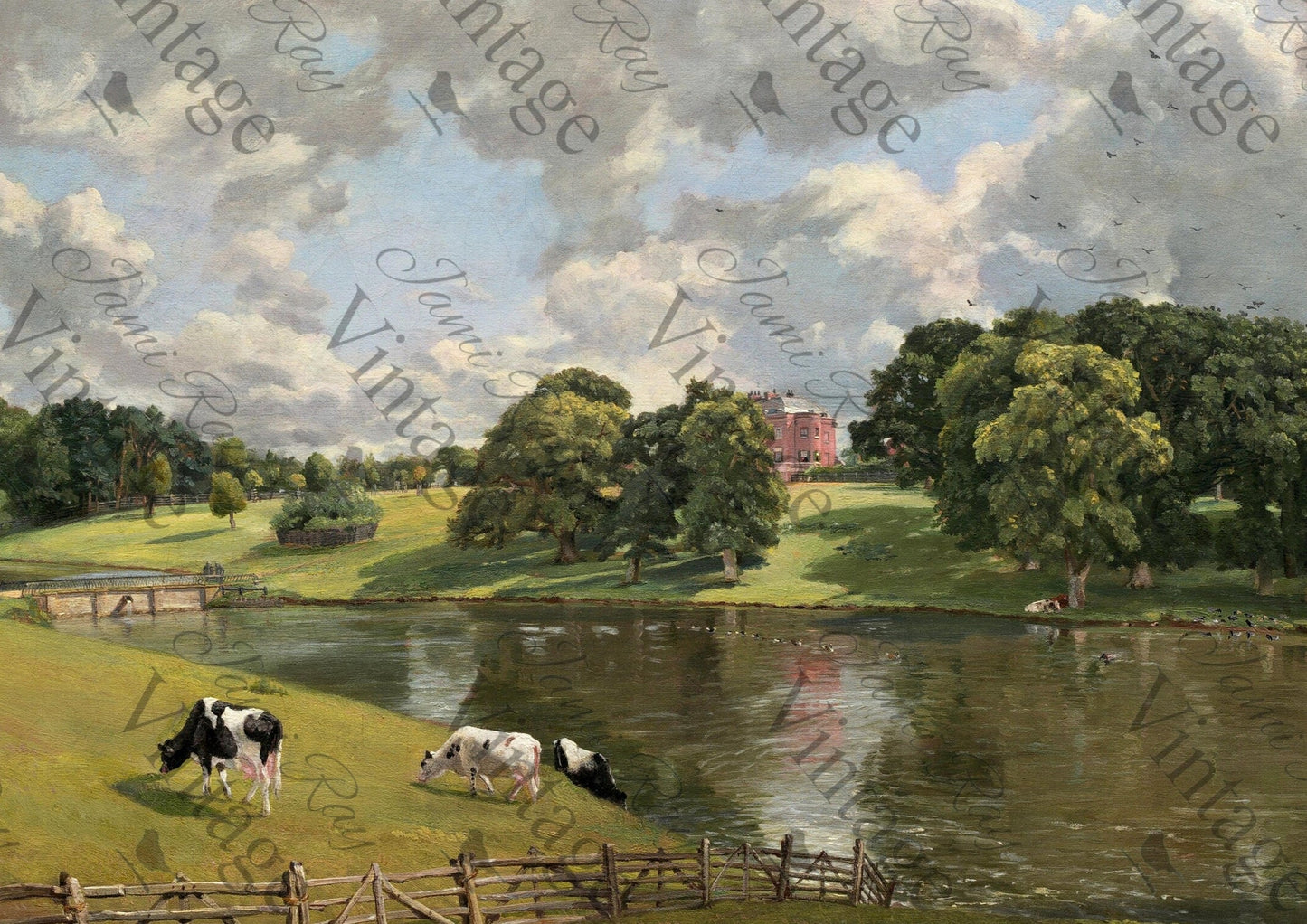 JRV Rice Paper Sheet Cows By A River