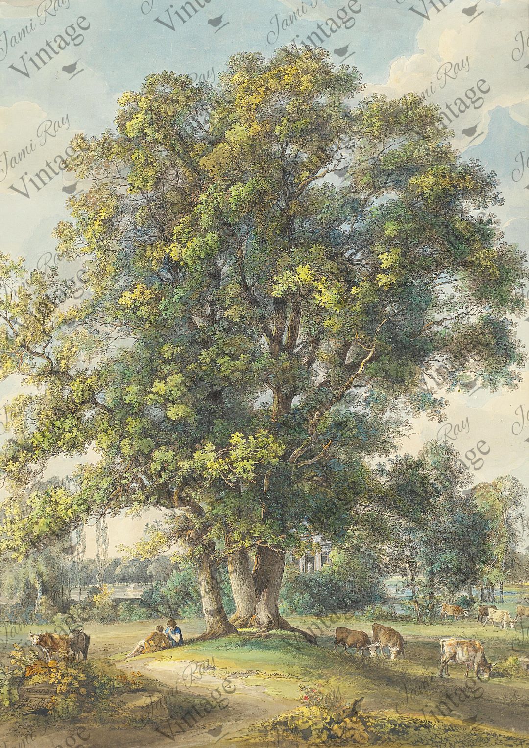 JV Rice Paper Sheet Cows Under A Tree