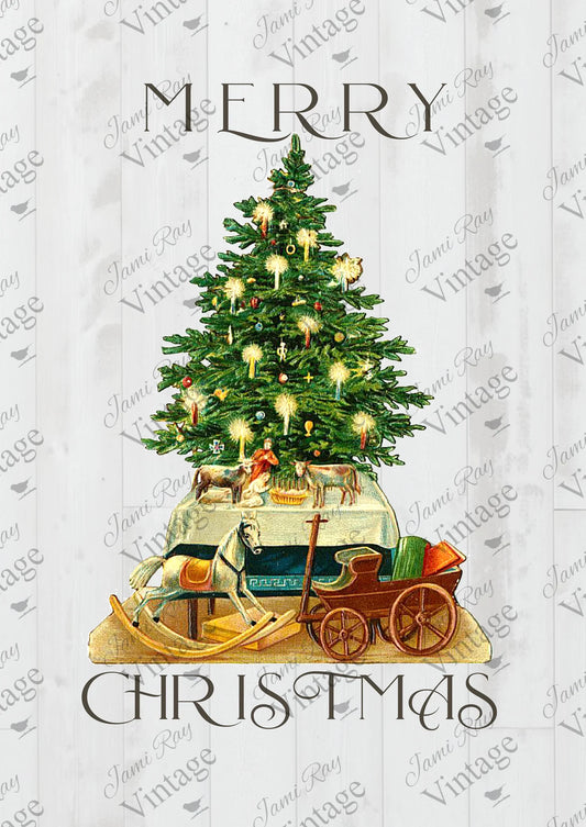 JRV Rice Paper Sheet Vintage Christmas Tree