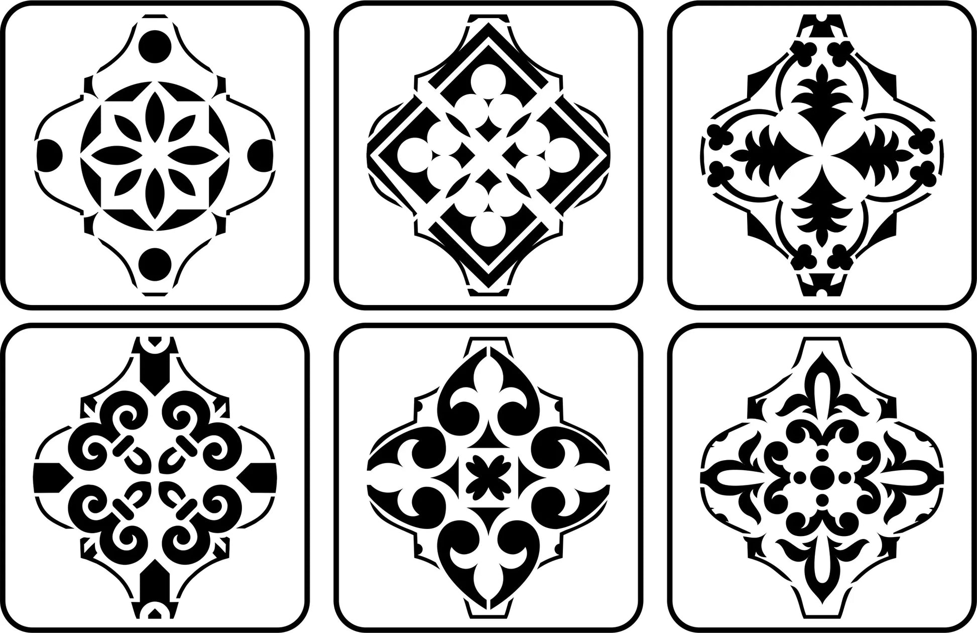 Reusable Mini Arabesque Tile Stencil Set - Six Different Mini Tiles