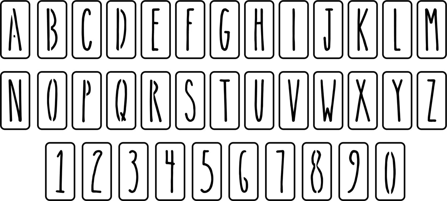 Reusable Stencil Set - Farmhouse Letters and Numbers 3" high - all cap letters, individual stencils
