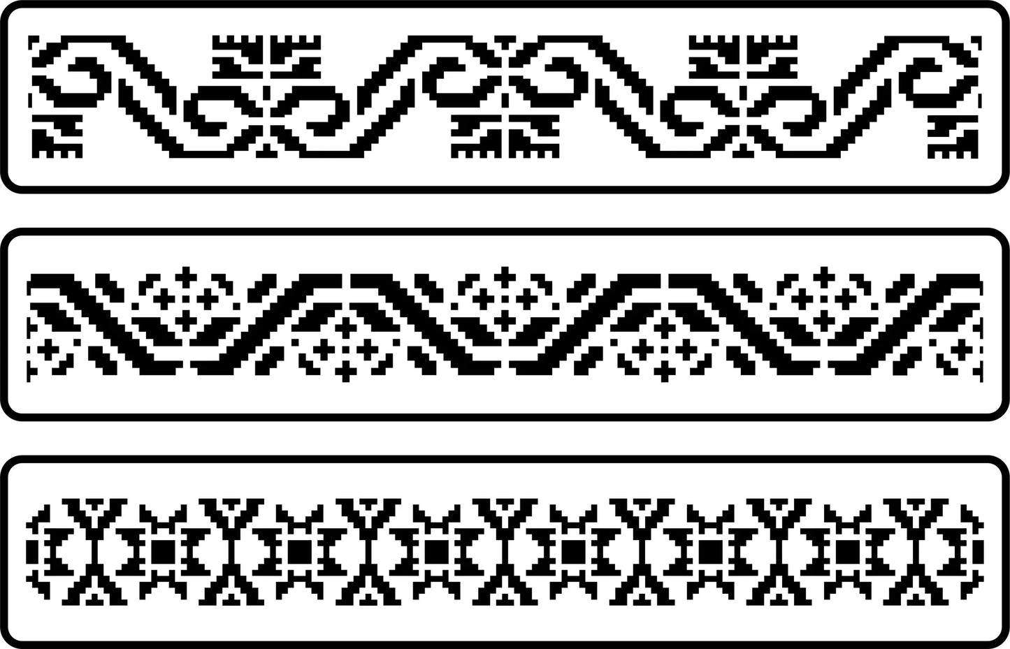 Reusable Stencil Set - Set of 3 Mexican Embroidery Borders