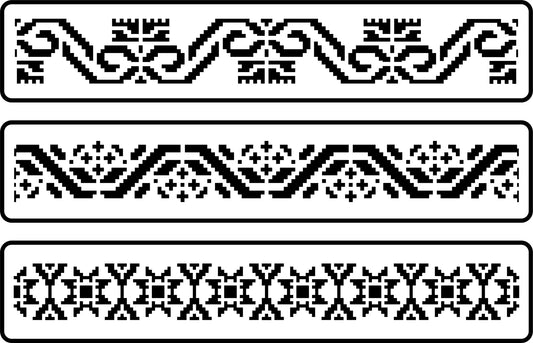 Reusable Stencil Set - Set of 3 Mexican Embroidery Borders