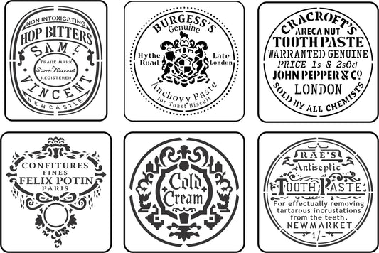 Reusable Six Stencil Set - Mini Jar Labels 