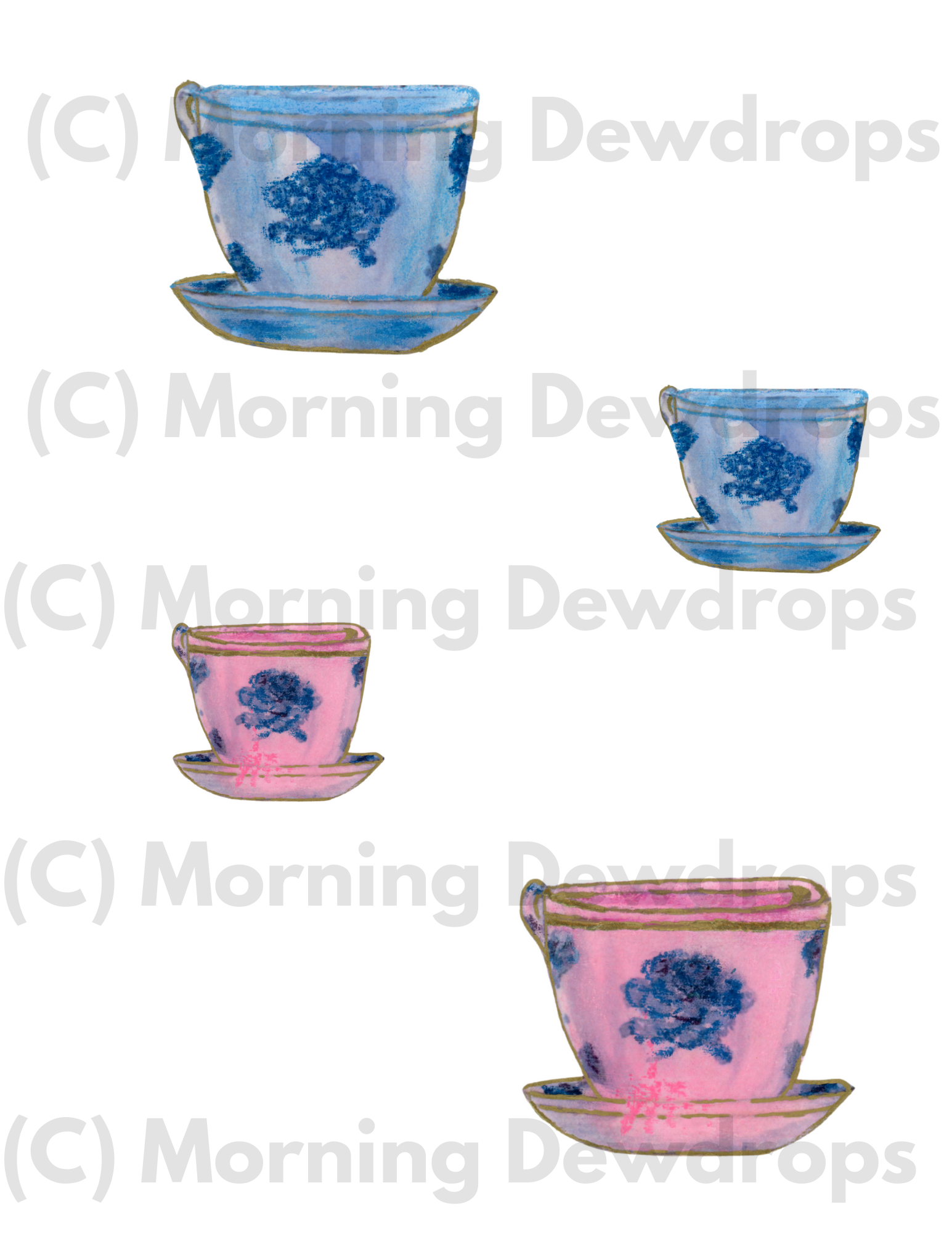 These hand-painted pastel teacups in pink and blue are painted with DIY Paint, DIY Painterly, Chalk Pastels  & Oil Pastels and are intentionally painted with soft edges, pastel smudges and painterly marks. These little quirks bring warmth and personality to mixed-media projects. Embrace the imperfections—they’re part of the story and the charm. Can be used as a vessel to insert flowers, tags, pictures, little notes, etc.,  into your art journal pages.