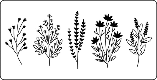 Reusable Stencil - Wildflower 2 Stencil - 5 sprigs of wildflowers