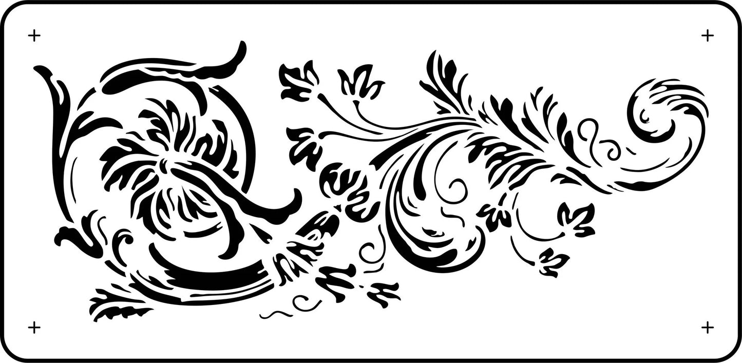 Reusable Stencil - Floral Whimsy - Scrolling Flowers