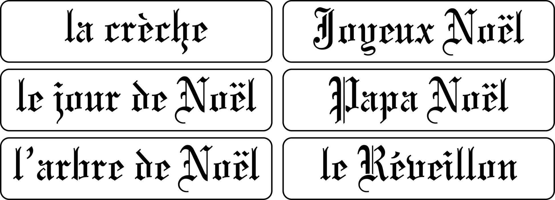 Reusable Stencil - French Christmas Word Pack - 6 stencils