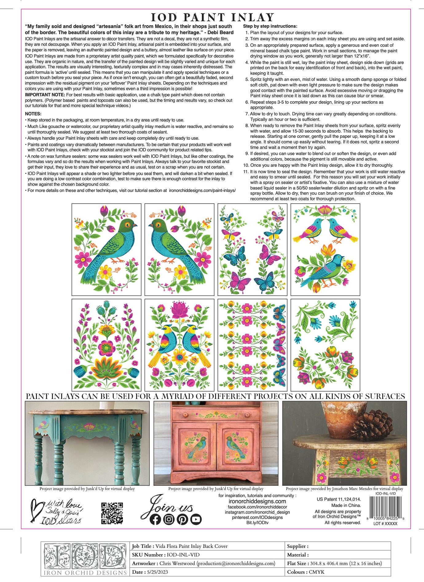 IOD Paint Inlay Vida Flora by Debi Beard DIY Paint
