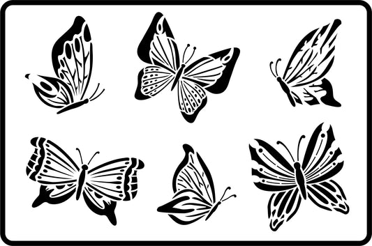 Reusable Stencil, 15mil thicckk, six  butterflies in flight