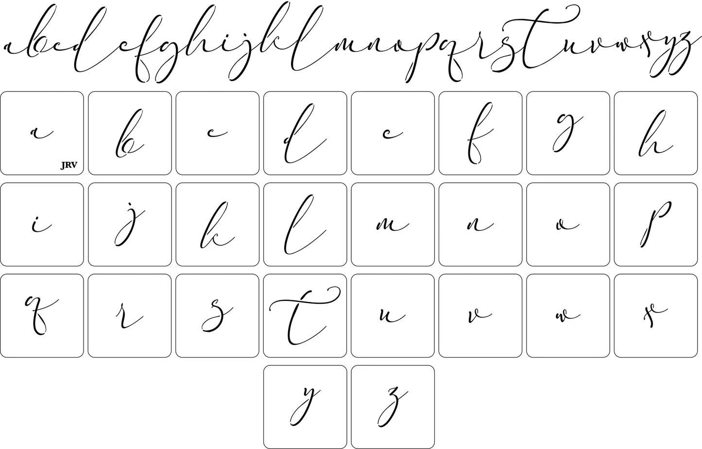Reusable Stencil - Script Font - 3" Tall - all small alphabet